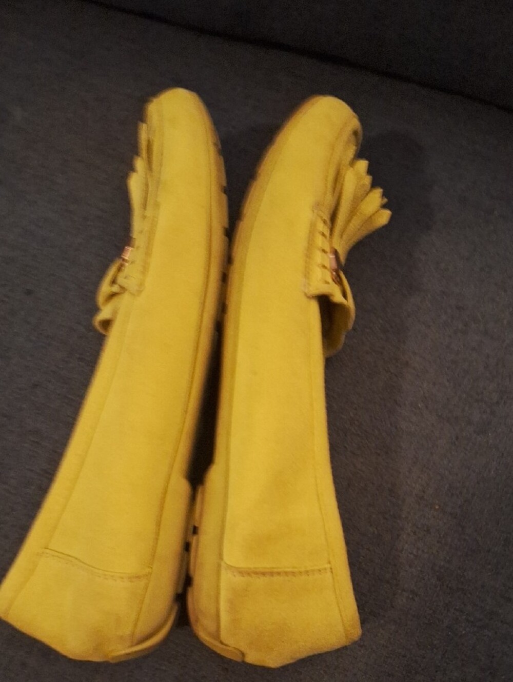 Women's Lime Fringe Loafers with Gold Accent - Picture 4 of 7